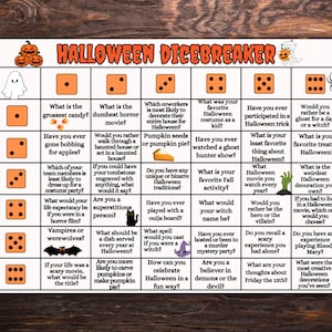 DiceBreaker Roll and Tell Game, Halloween Icebreaker, Icebreaker Activity for adults, Games for work, Halloween office party, Dice Game