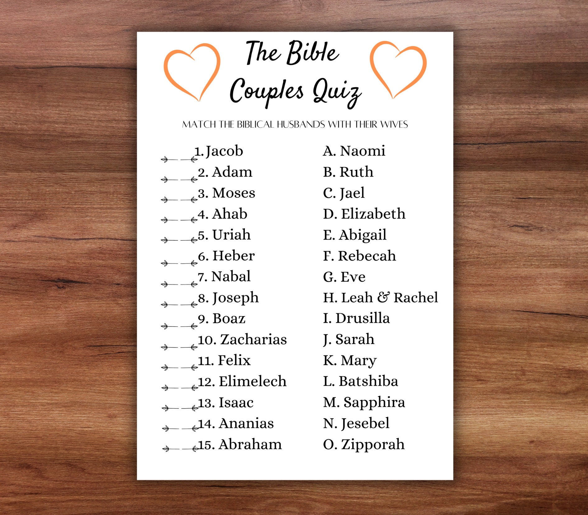 The Bible Couples Quiz, Bible Couples Game, Thanksgiving Game,church ...