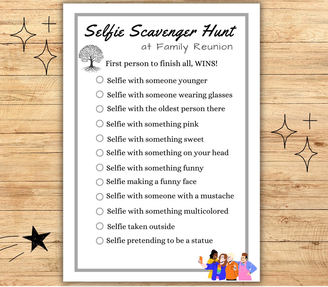 Family Gathering Activity, Selfie Scavenger Hunt, Family Reunion Game