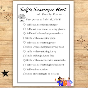 Family Gathering Activity, Selfie Scavenger Hunt, Family Reunion Game, Family Reunion Party Game, Family Gathering Fun, Icebreaker Game