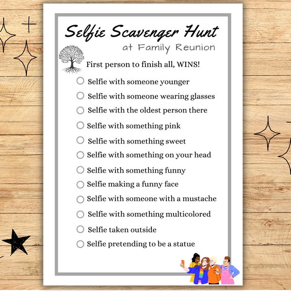 Family Gathering Activity, Selfie Scavenger Hunt, Family Reunion Game, Family Reunion Party Game, Family Gathering Fun, Icebreaker Game