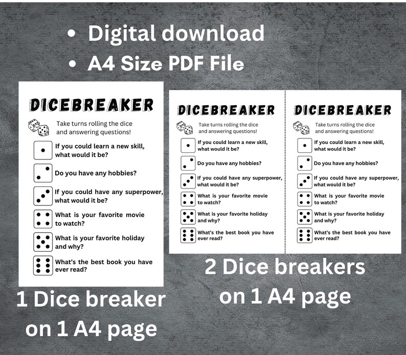 Dicebreaker Roll and Tell Game, Back to School, First Day of School