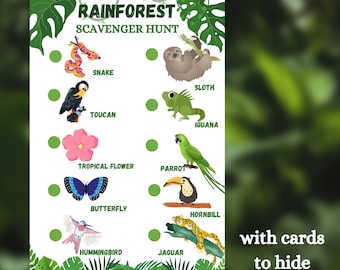 Chasse au trésor dans la forêt tropicale, jeu de fête pour enfants dans la jungle (téléchargement numérique)