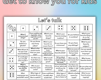 DiceBreaker for kids, Back to School, Icebreaker Activity, conversation starters, Teacher Resource, Dice Game, Get To Know You, table talk,