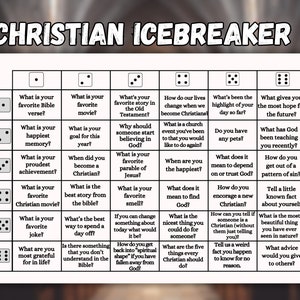 Christian Icebreaker Activity, Games for youth group, Printable church game, Get To Know You, conversation starter, women ministry