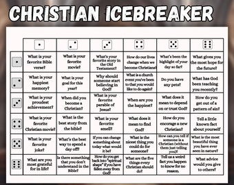 Christian Icebreaker Activity, Games for youth group, Printable church game, Get To Know You, conversation starter, women ministry