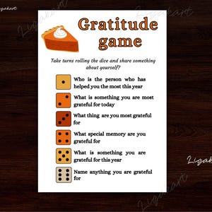 Thanksgiving Gratitude Game, Thanksgiving Dice Game, Thanksgiving Party Game, Friendsgiving Game, Thanksgiving Conversation Starters image 1