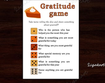 Thanksgiving Gratitude Game, Thanksgiving Dice Game, Thanksgiving Party Game, Friendsgiving Game, Thanksgiving Conversation Starters