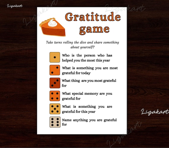 Thanksgiving Gratitude Game, Thanksgiving Dice Game, Thanksgiving Party Game, Friendsgiving Game, Thanksgiving Conversation Starters