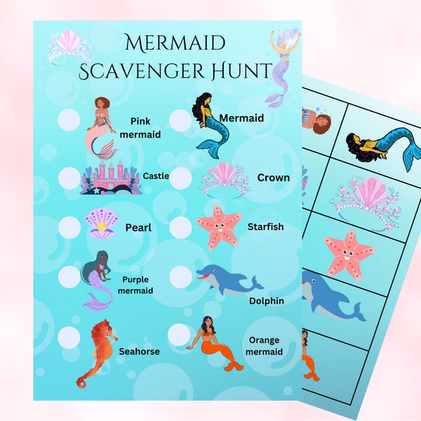 Mermaid Themed Treasure Hunt | Child / Kids Birthday Party Games | Scavenger Hunt | Ocean Activity | under the sea creature scavenger