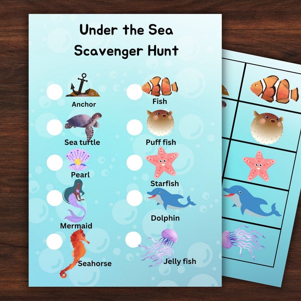 Under the Sea Themed Treasure Hunt | Child / Kids Birthday Party Games | Scavenger Hunt | Ocean Activity | Mermaid | sea creature scavenger