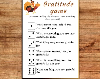 Thanksgiving Gratitude Game, Roll and Tell Icebreaker (Digital Download)