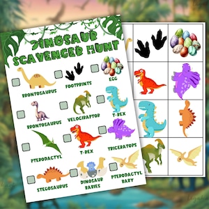 Dinosaur Treasure Hunt, Kids Birthday Party Games, Dinosaur Scavenger Hunt, Dino Party, Dinosaur Party, Jurassic Game, T-Rex Party game