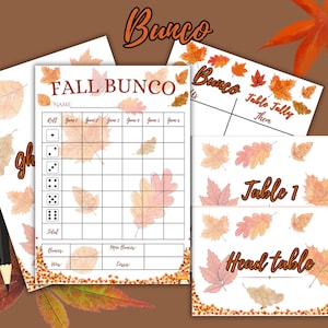 Tarjetas de puntuación de Bunco VIBES de otoño, hojas de puntuación de Bunco de otoño, noche de Bunco de septiembre, hojas de puntuación de Bunco de otoño, números de mesa de Bunco