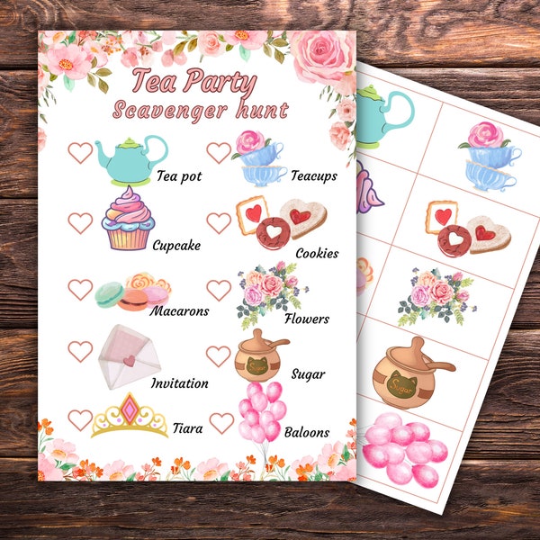 Tea Party Scavenger Hunt, Printable TeaParty Scavenger Game, School Game, Tea Party Game, Tea Party Birthday, Pink Tea Party, Afternoon Tea