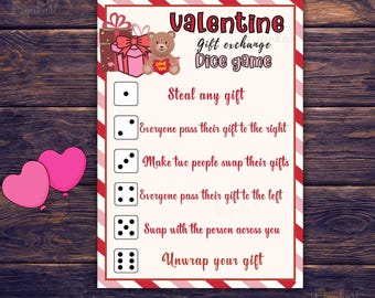 Valentine Gift Exchange Dice Game, Roll the Dice galentine Gift Exchange Game, Gift Swap, Secret cupid, Games For Work, Family Game