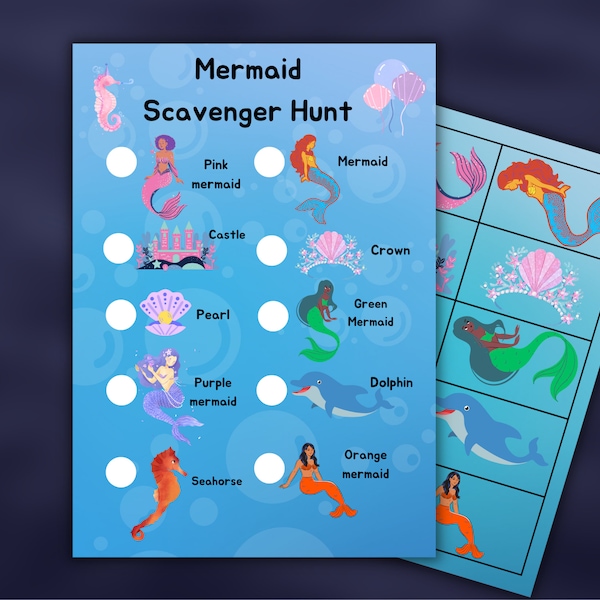 Mermaid Themed Treasure Hunt | Child / Kids Birthday Party Games | Scavenger Hunt | Ocean Activity | under the sea creature scavenger