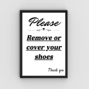 Please Cover Or Remove Shoes, No Shoes Printable, No Shoes in House, Downloadable Prints, Entrance Sign, Retro Poster, Real Estate Showing