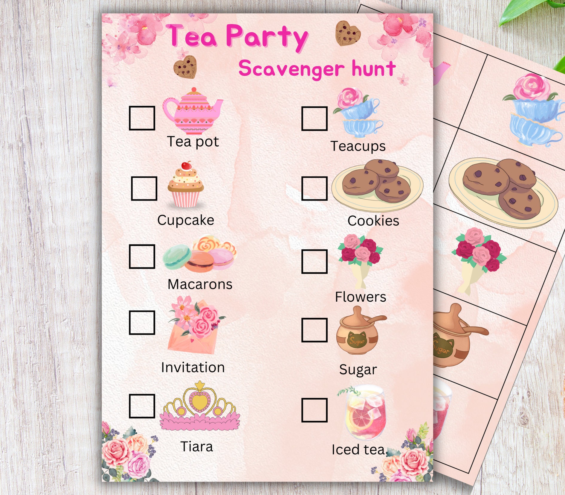 Tea Party Scavenger Hunt, Printable Teaparty Scavenger Game, School ...