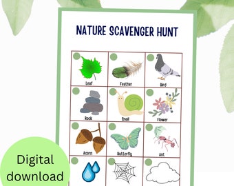 Nature Scavenger Hunt Game, Printable Outdoor Activity (Digital Download)