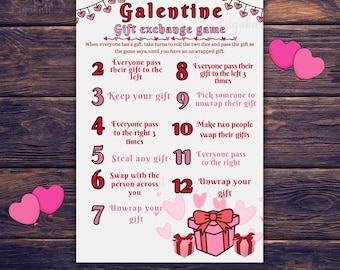 Galentine Gift Exchange Dice Game, Roll the Dice galentine Gift Exchange Game, Gift Swap, Secret cupid, Games For Work, Family Game