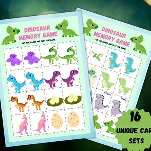 Cartes mémoire dinosaure, jeu d'association, imprimable préscolaire, activité pour tout-petits, jeu d'association dinosaure, cartes d'apprentissage dinosaure, thème dinosaure