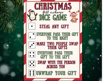 Christmas Gift Exchange Dice Game, Roll the Dice Holiday Gift Exchange Game, Gift Swap, Secret Santa, Games For Work, Family Game