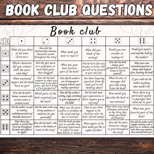 Buchclub Diskussionsfragen zum Ausdrucken, Buchclub Karten, Diskussionsvorschläge, Buchclub Geschenk, Buchbesprechung Würfelspiel, Lerne Dich kennen