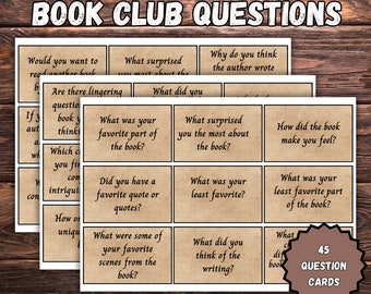 Book club discussion questions printable, Bookclub cards, discussion prompts, book club gift, book review  , Get To Know You