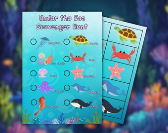 Under the Sea Themed Treasure Hunt | Child / Kids Birthday Party Games | Scavenger Hunt | Ocean Activity | Mermaid | sea creature scavenger