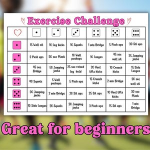 Fitness Challenge for beginners, Fitness and Exercise challenge, Wall Exercise, Abs Workout, exercise game, Workout motivation