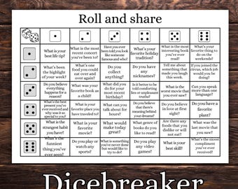 DiceBreaker Get to know you Game, Icebreaker Activity, Icebreaker Question, Conversation Starter, Discussion Topic, Dinner Party, Table talk