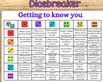 DiceBreaker Roll and Tell Game, Back to School, Icebreaker Activity for all age, Games for Kid, Teacher Resource, Dice Game, Get To Know You