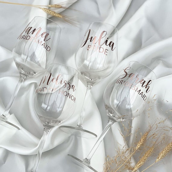 Personalisierte Weingläser - Das perfekte Geschenk für deine Brautjungfern, Trauzeugin und Brautmutter bei Hochzeit und JGA