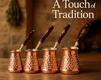 Copper Turkish Coffee Pot – Greek Arabic Cezve Briki Ibrik – Thick Stovetop Copper Coffee Maker