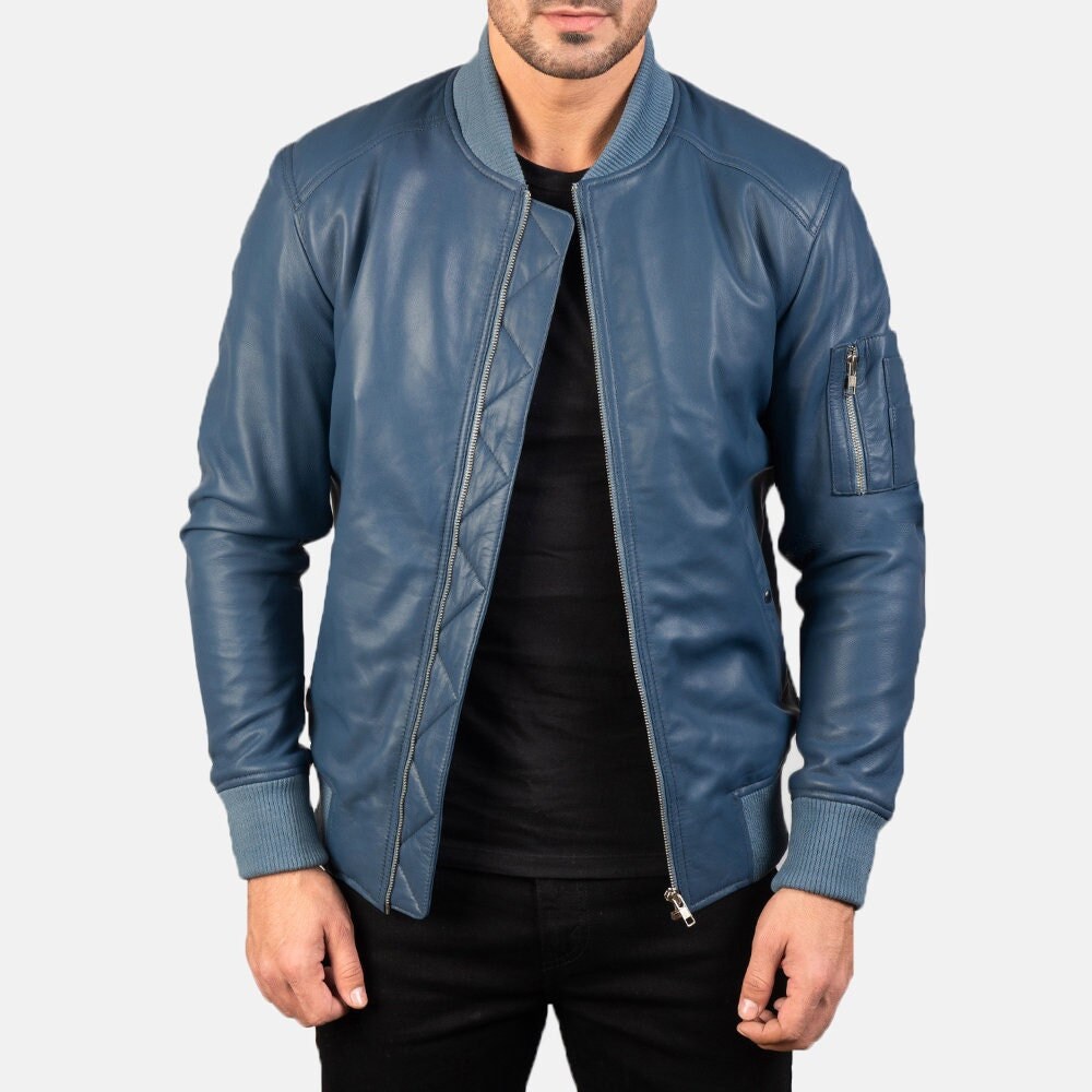 Buy Blue Leather Jacket Online In India 