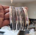Handcrafted Sterling Silver Bangle Set: 9 Boho Stacking Bangles product logo