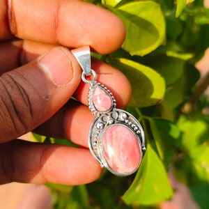 Rhodochrosite Sterling Silver Pendant: Natural Gemstone Jewelry