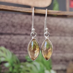 Amethyst Drop Earrings: 925 Sterling Silver Marquise Cut image 5