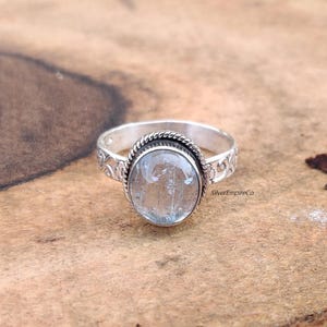 Dainty Oval Aquamarine Ring: Solid 925 Sterling Silver Band