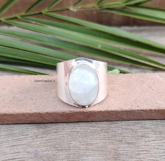Bague pierre de lune, argent sterling massif 925, bague pour homme