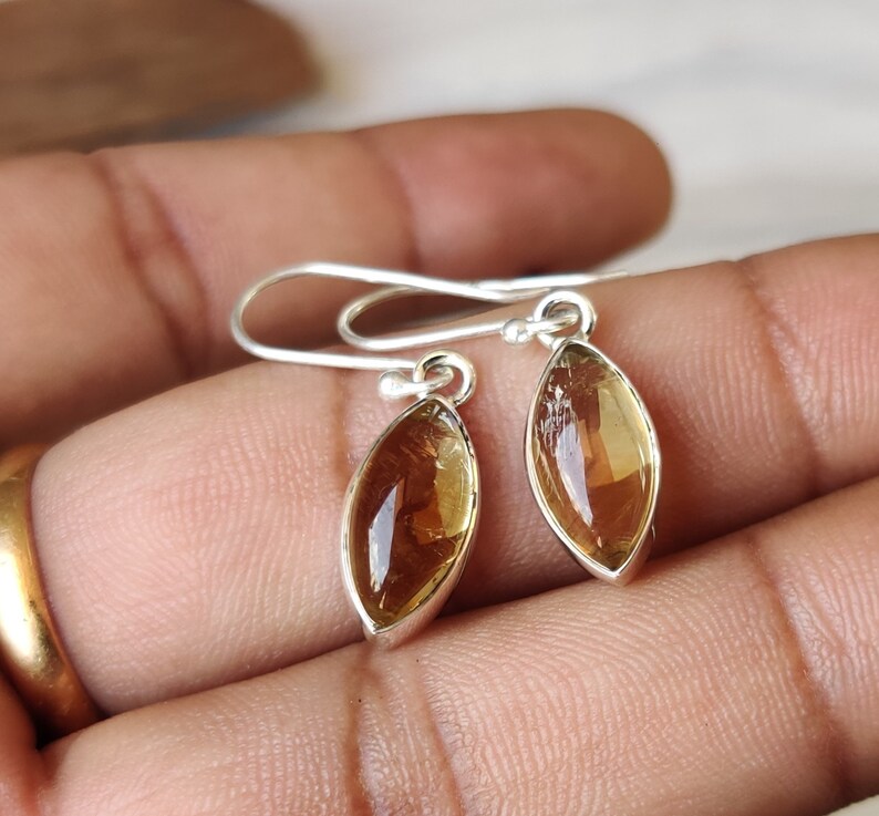 Amethyst Drop Earrings: 925 Sterling Silver Marquise Cut image 6