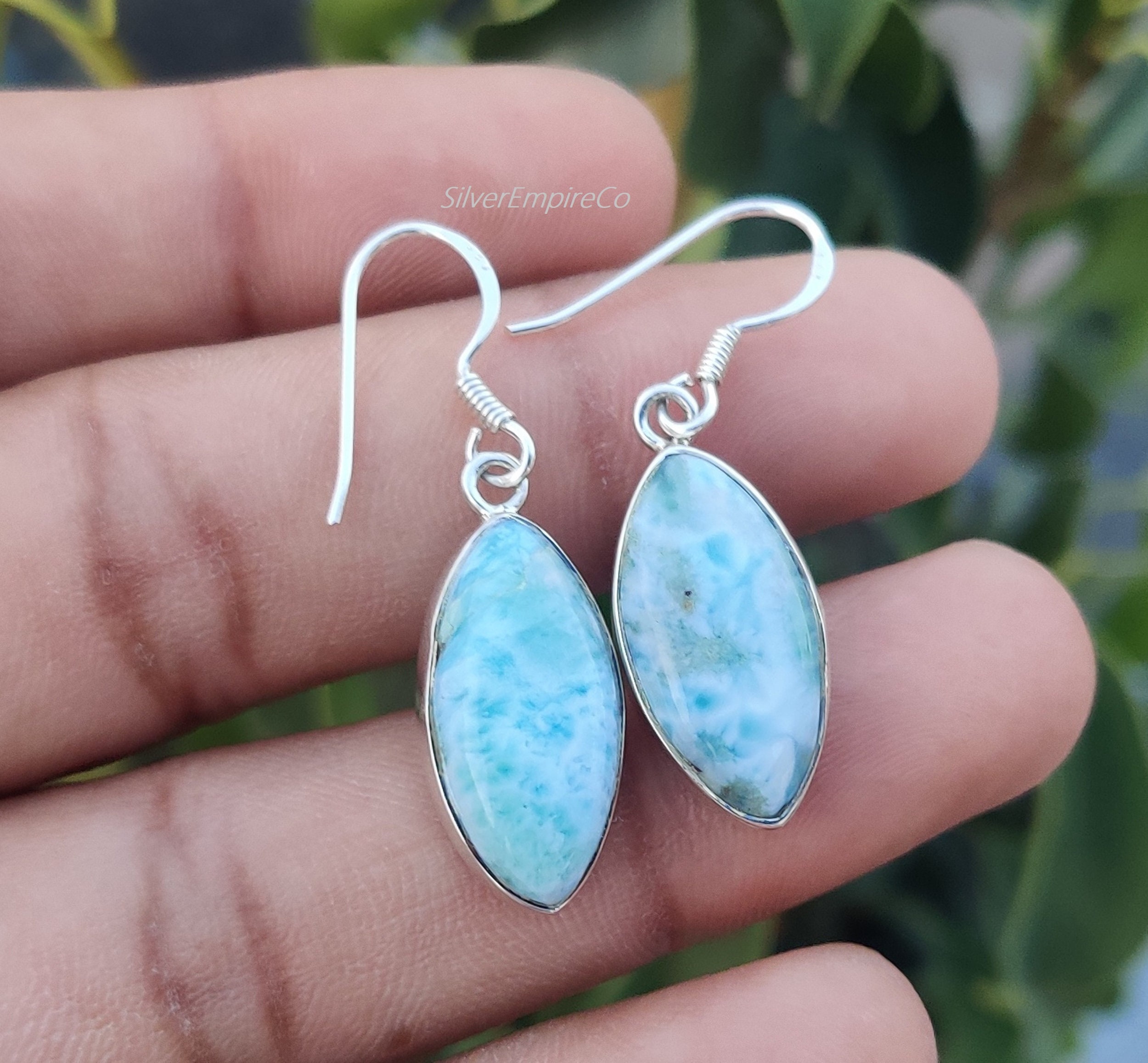 POPLYKE Orecchini In Argento Sterling 925 Con Filigrana E Larimar - Ipoallergenici, Regalo Per Donna In Scatola Portagioie - 2