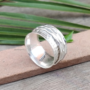 Handmade Hammered Sterling Silver Spinner Ring: Boho Jewelry
