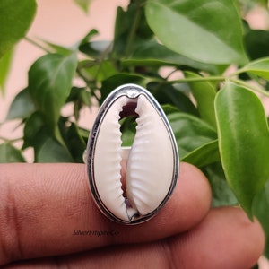 Sterlingzilveren ring met natuurlijke kauri: handgemaakte boho-statementring