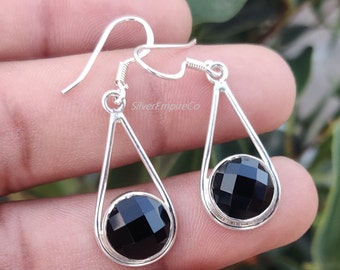 Black Onyx Sterling Silver Earrings: December Birthstone Jewelry