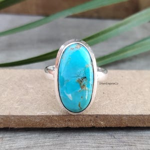 Oval Mohave Turquoise Ring: Big Boho Sterling Silver
