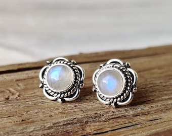 Orecchini a bottone in argento sterling con pietre preziose