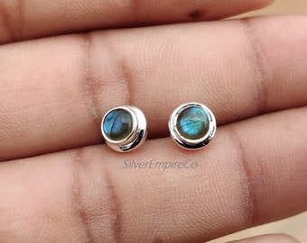 Orecchini A Bottone In Argento 925 Con Lapislazzuli Naturale – Cabochon Ovale 10x14 Mm