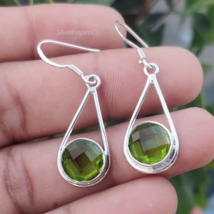 Sterling Silver Peridot Dangle Earrings: August Birthstone Gift